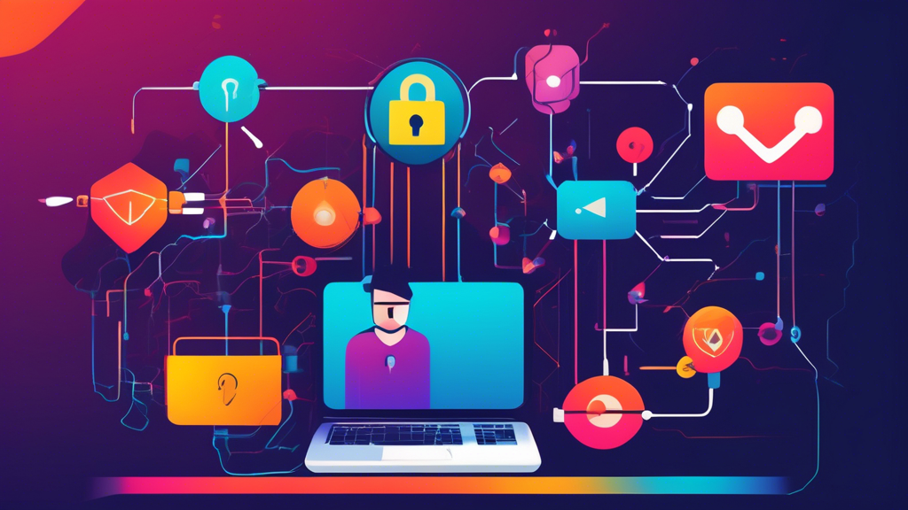 An illustrated diagram showing the concept of an anonymous proxy, featuring a user connecting to the internet through a secure proxy server. Include visual elements such as a computer, a padlock symbol, and arrows indicating data flow, with a backdrop of a digital network to represent online anonymity and security.